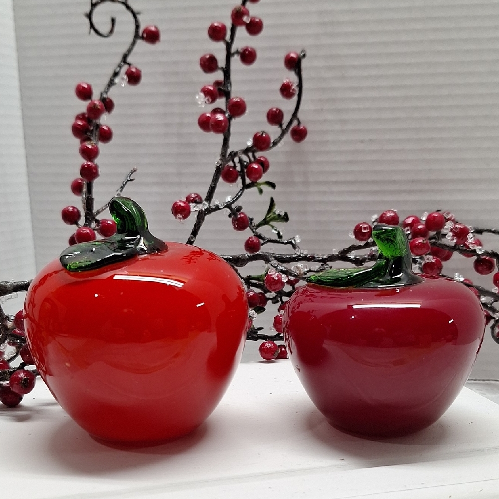 #ACU Set Of 2 Glass Apple Decor